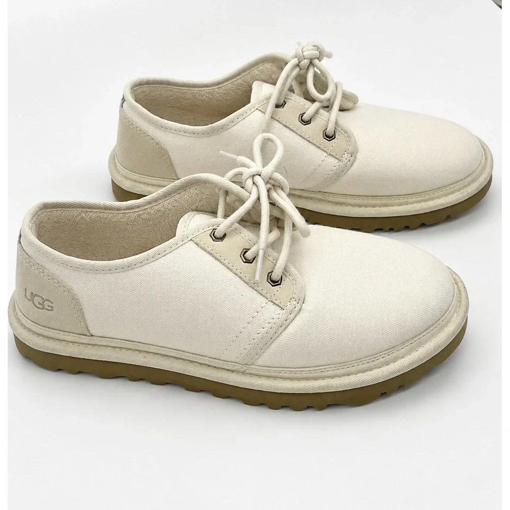 UGG Australia Men's Newmel Shoes Sz 8 Walking White Low Canvas Casual